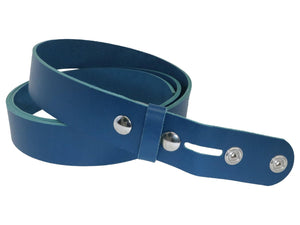 Blue Vegetable Tanned Leather Belt Blank W/ Snaps and Matching Keeper | 60" - 72" Length - Stonestreet Leather