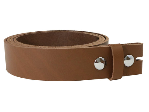Caramel Brown Vegetable Tanned Leather Belt Blank W/ Snaps and Matching Keeper | 60