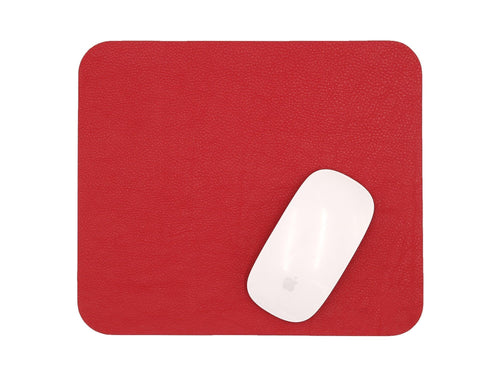 Contemporary Mouse Pad - Italian Pebble Grain Leather Backed with Dark Grey Microsuede - Stonestreet Leather