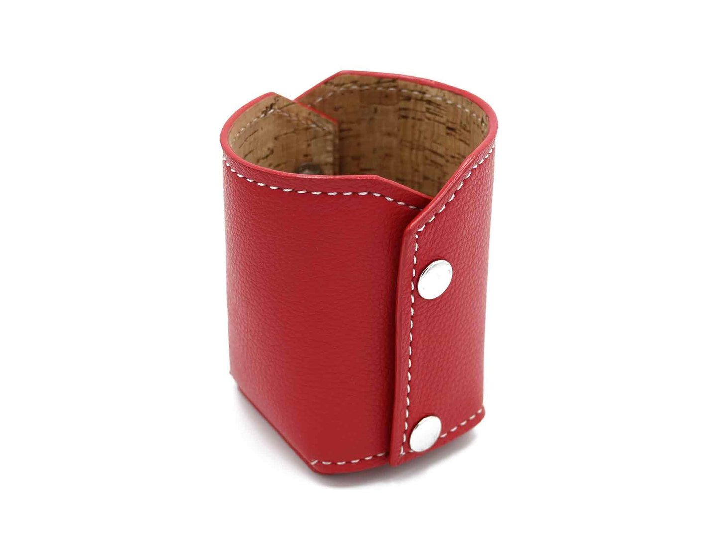 Contemporary Pencil Cup - Italian Pebble Grain Leather Lined with Cork, White Stitching - Stonestreet Leather