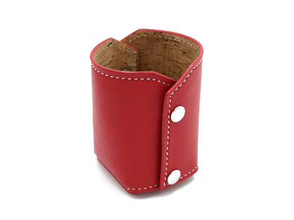 Contemporary Pencil Cup - Italian Pebble Grain Leather Lined with Cork, White Stitching - Stonestreet Leather