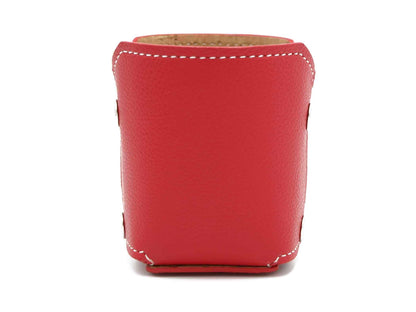 Contemporary Pencil Cup - Italian Pebble Grain Leather Lined with Cork, White Stitching - Stonestreet Leather