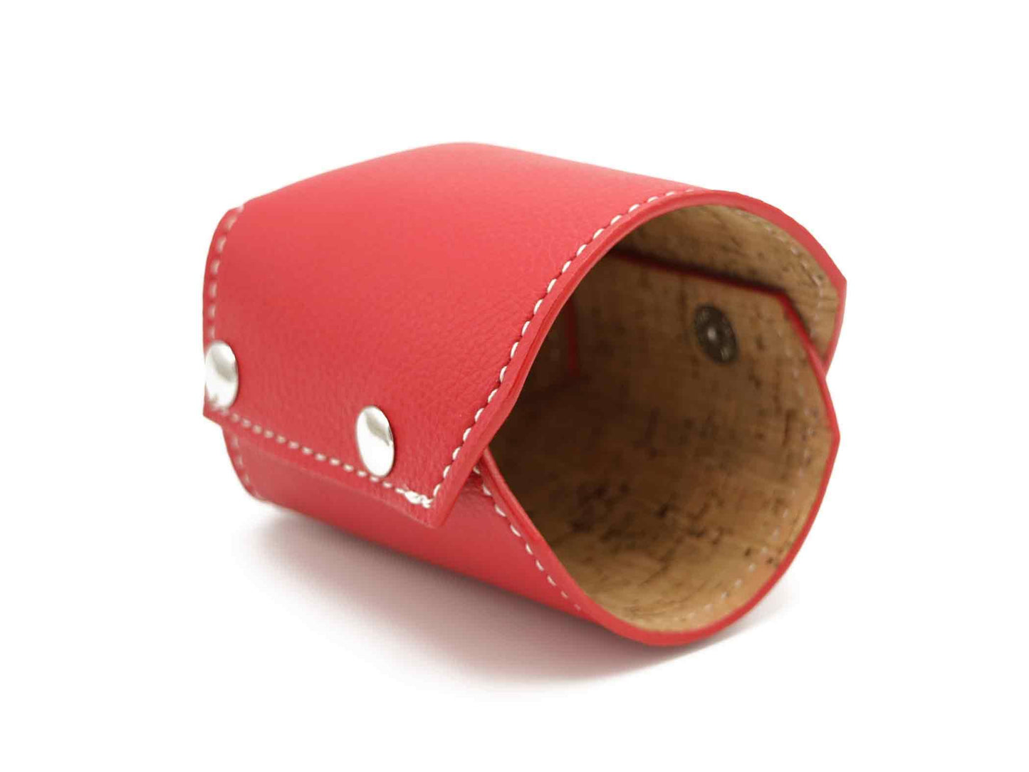 Contemporary Pencil Cup - Italian Pebble Grain Leather Lined with Cork, White Stitching - Stonestreet Leather