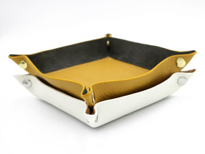 Contemporary Valet Tray - Italian Pebble Grain Leather Lined with Dark Grey Microsuede - Stonestreet Leather