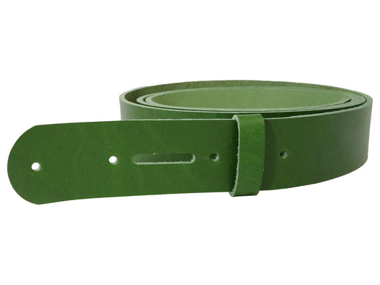 Green Vegetable Tanned Leather Belt Blank w/ Matching Keeper - 60 - 72" Length - Stonestreet Leather
