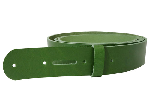 Green Vegetable Tanned Leather Belt Blank w/ Matching Keeper - 60 - 72