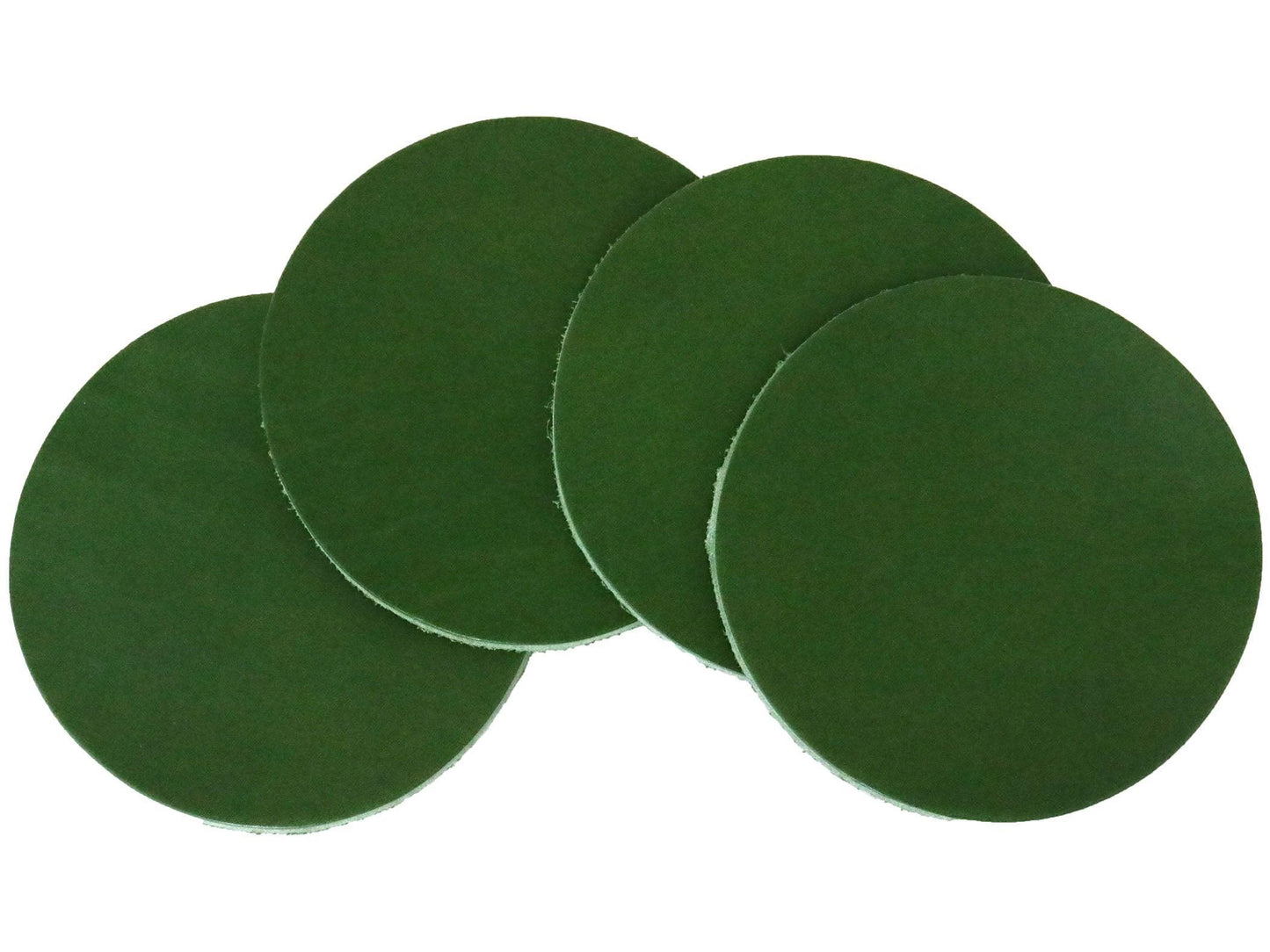 Green Vegetable Tanned Leather Coaster Shapes (Round), 4"x4" - Stonestreet Leather