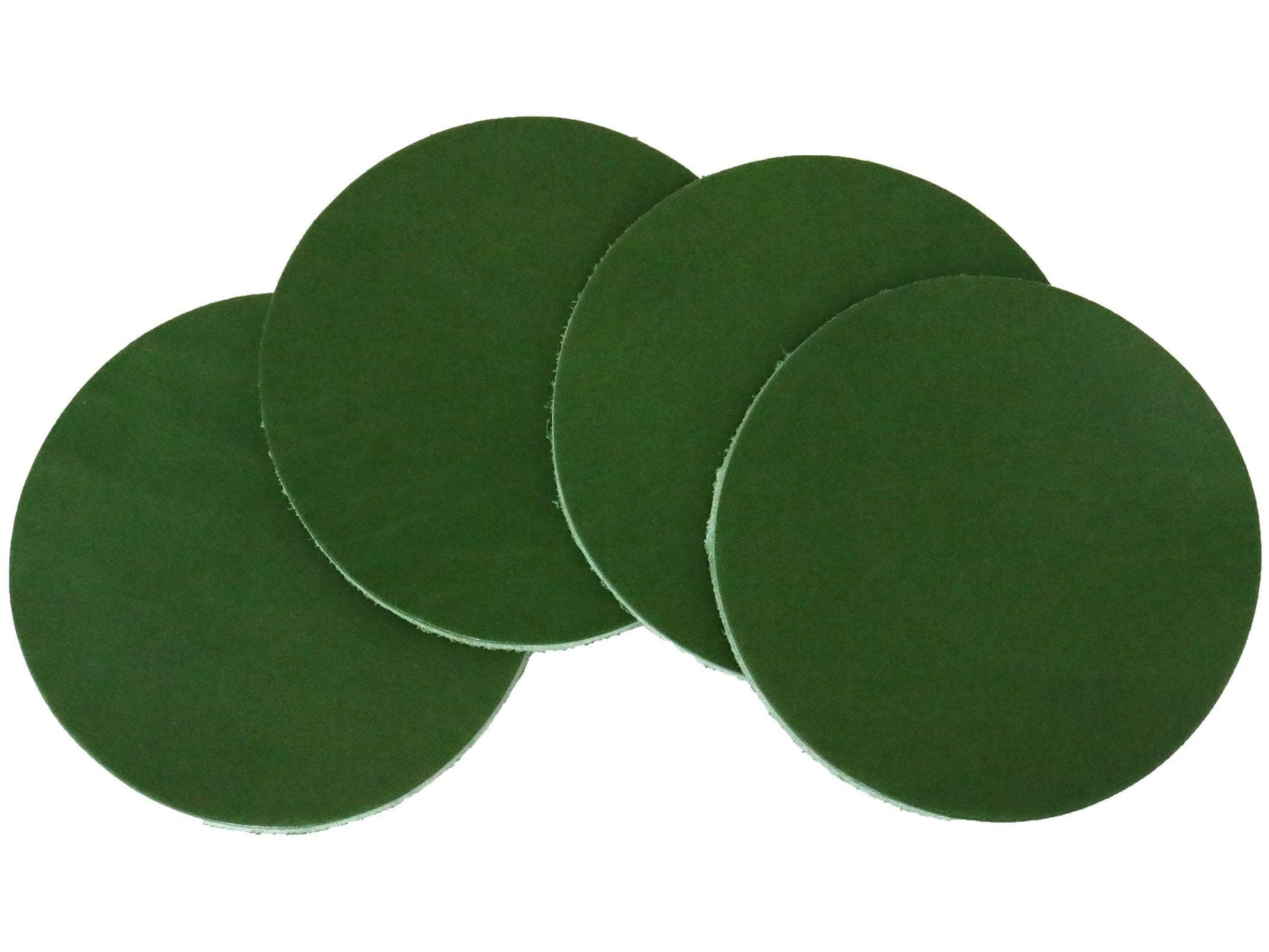 Green Vegetable Tanned Leather Coaster Shapes (Round), 4"x4" - Stonestreet Leather