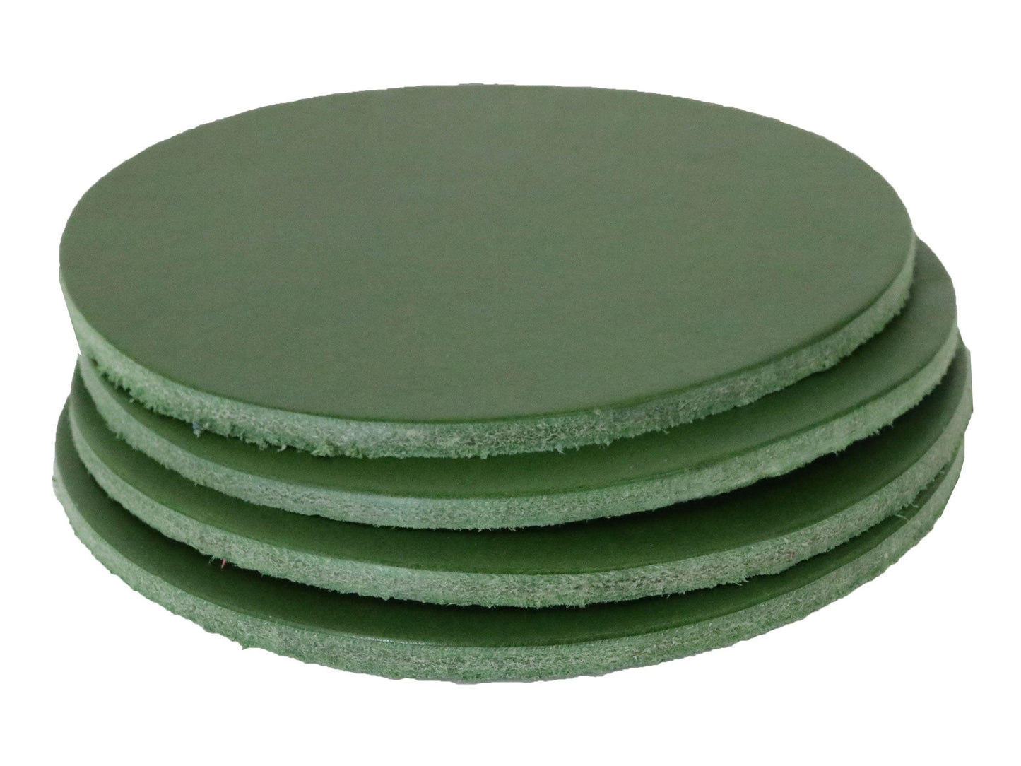 Green Vegetable Tanned Leather Coaster Shapes (Round), 4"x4" - Stonestreet Leather