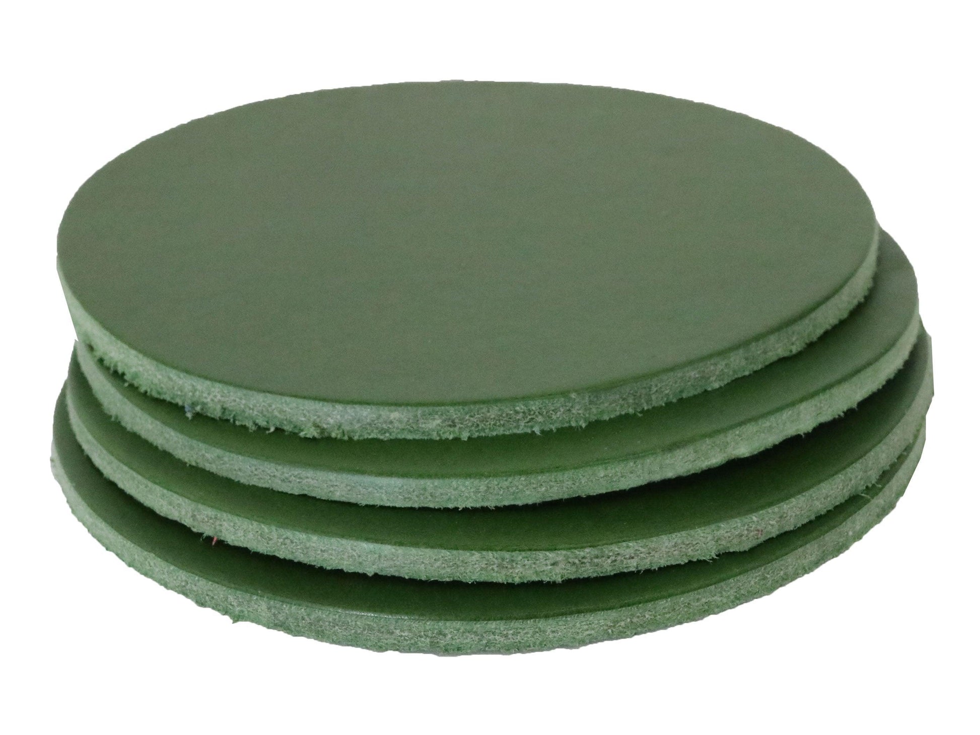 Green Vegetable Tanned Leather Coaster Shapes (Round), 4"x4" - Stonestreet Leather