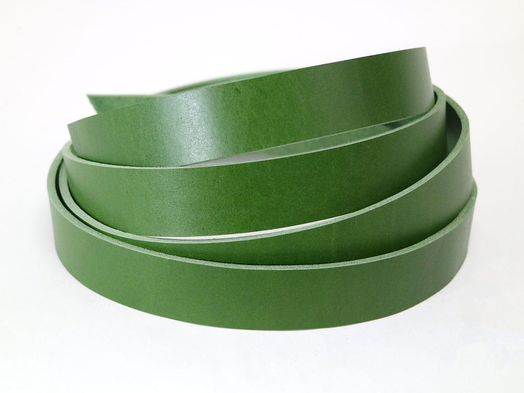 Green Vegetable Tanned Leather Strip, 72” in Length, Premium Grade Cowhide Leather - Stonestreet Leather