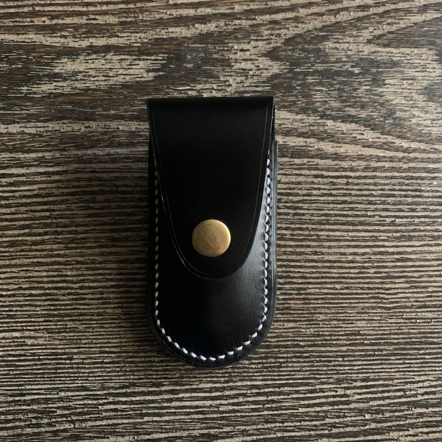 Handmade Leather Pocket Knife Holster, 3” pocket knife pouch with Belt Loop Snap Closure - Oxford Xcel Chrome Tan Leather - Stonestreet Leather