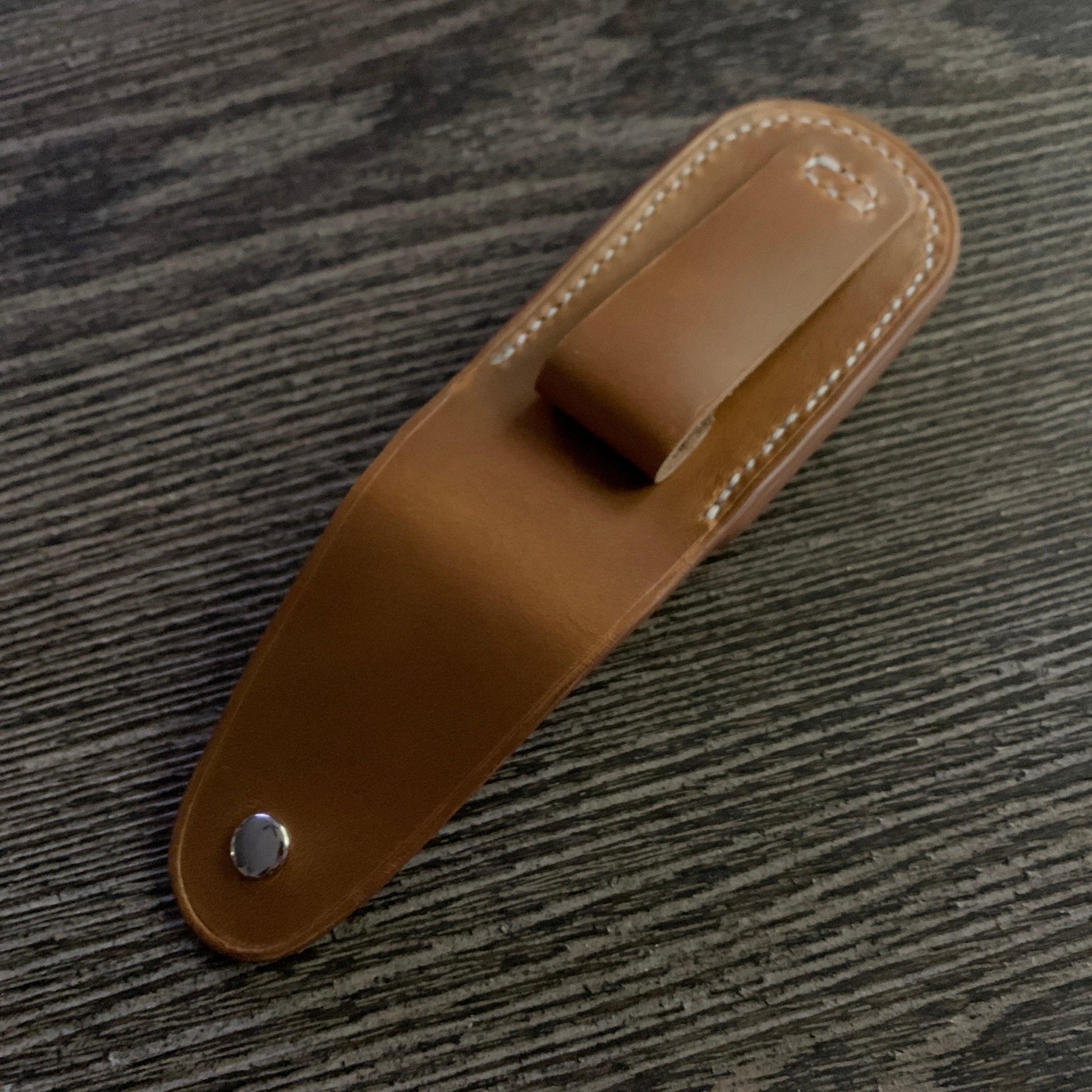 Handmade Leather Pocket Knife Holster, 3” pocket knife pouch with Belt Loop Snap Closure - Oxford Xcel Chrome Tan Leather - Stonestreet Leather