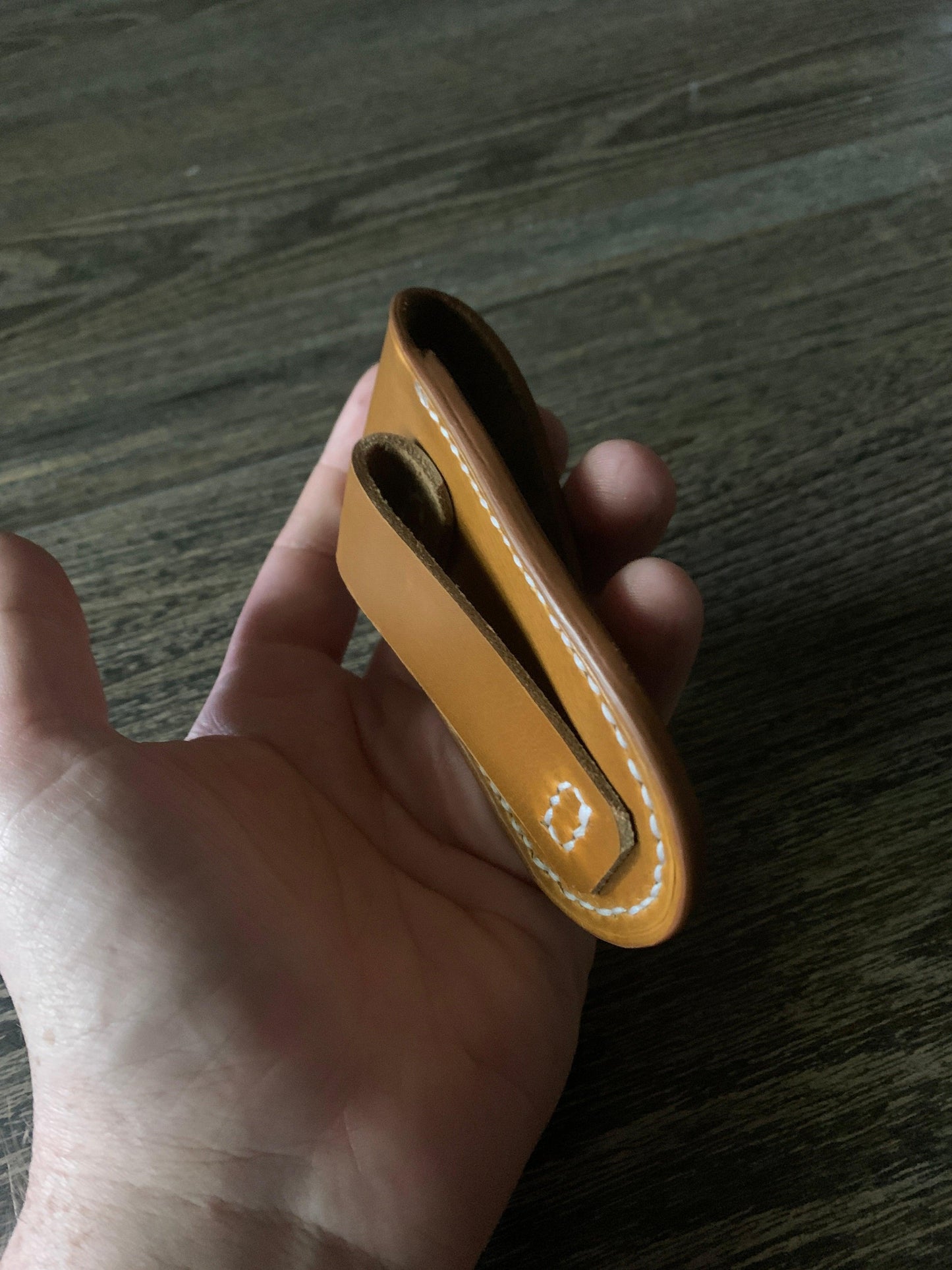 Handmade Leather Pocket Knife Holster, 3” pocket knife pouch with Belt Loop Snap Closure - Oxford Xcel Chrome Tan Leather - Stonestreet Leather