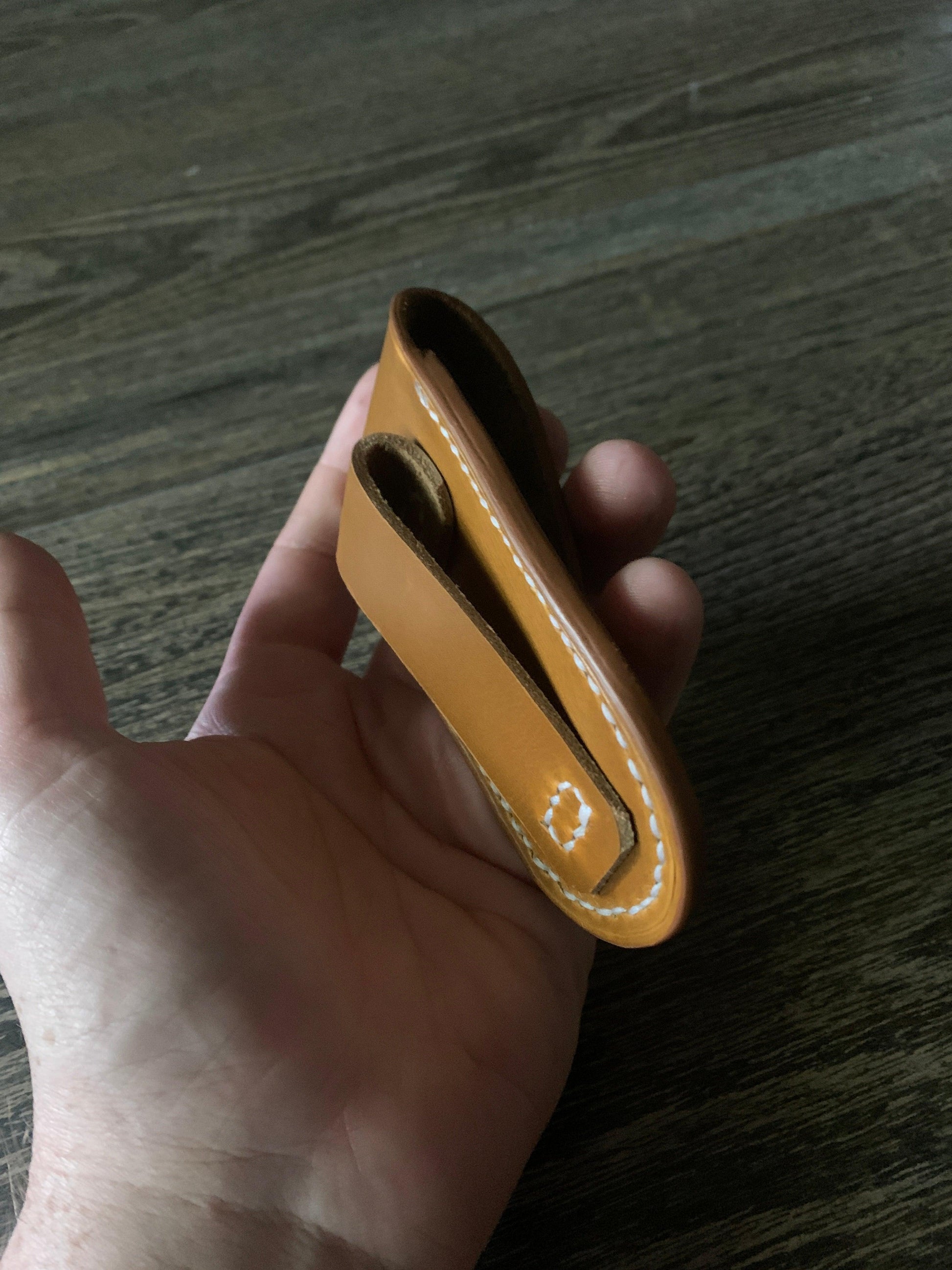 Handmade Leather Pocket Knife Holster, 3” pocket knife pouch with Belt Loop Snap Closure - Oxford Xcel Chrome Tan Leather - Stonestreet Leather