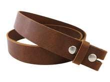 Load image into Gallery viewer, Light Brown Matte Peanut West Tan Buffalo Leather Belt Blank With Snaps &amp; Keeper, 48&quot; - 60&quot; Length, Choice Of Snaps - Stonestreet Leather

