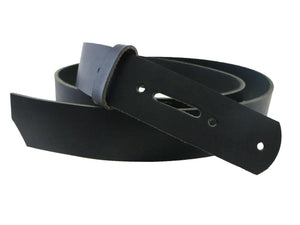 Matte Black West Tan Buffalo Leather Belt Blank With Matching Keeper, 48" - 60"+ Length - Stonestreet Leather