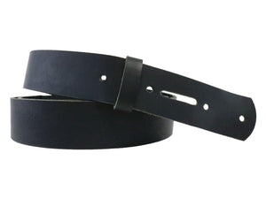 Matte Black West Tan Buffalo Leather Belt Blank With Matching Keeper, 48" - 60"+ Length - Stonestreet Leather