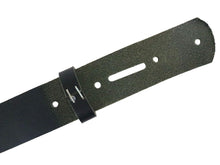 Cargar imagen en el visor de la galería, Matte Black West Tan Buffalo Leather Belt Blank With Matching Keeper, 48&quot; - 60&quot;+ Length - Stonestreet Leather
