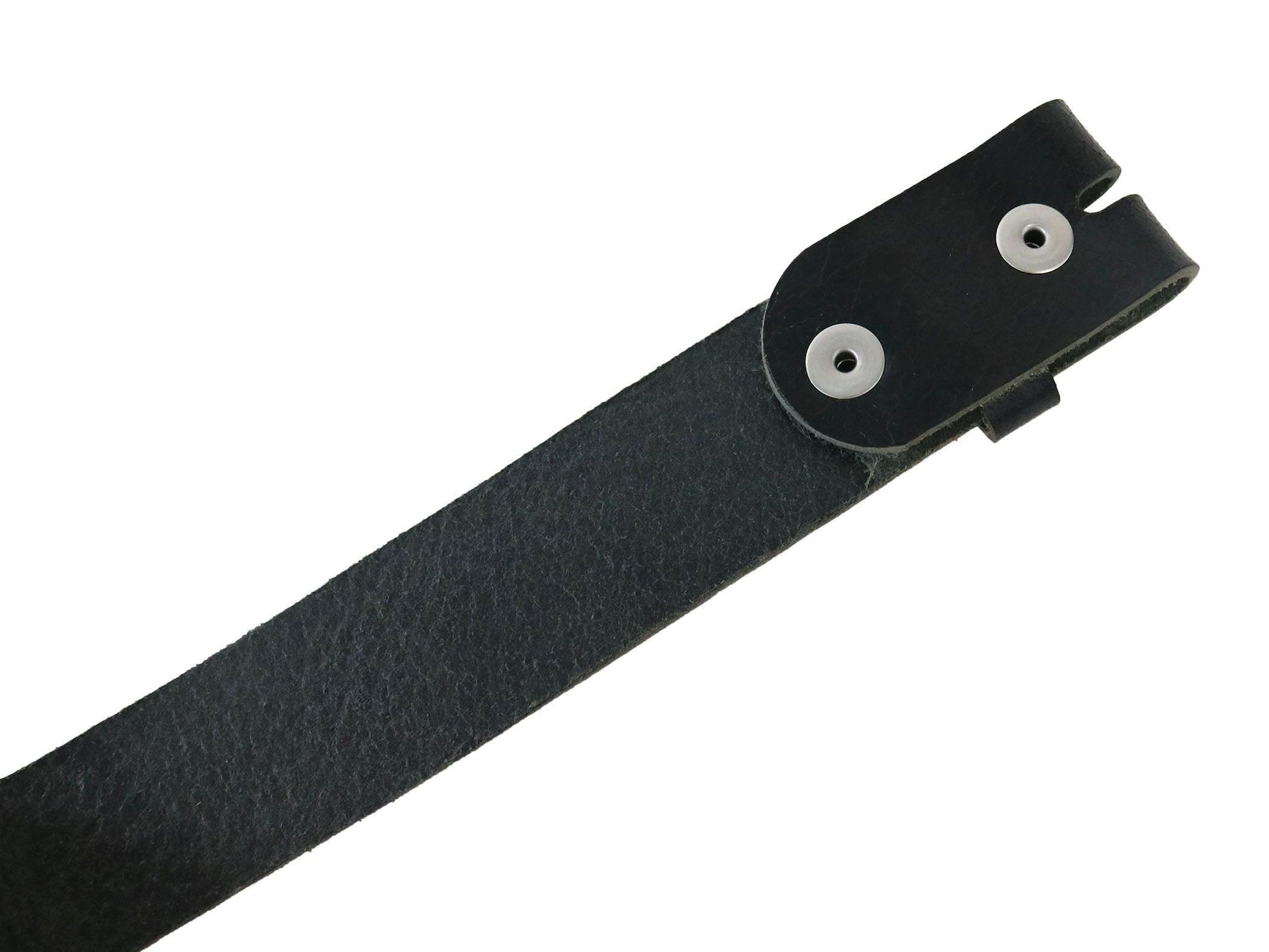 Matte Black West Tan Buffalo Leather Belt Blank With Snaps & Matching Keeper, 50" - 60" Length, Choice Of Snap Color - Stonestreet Leather