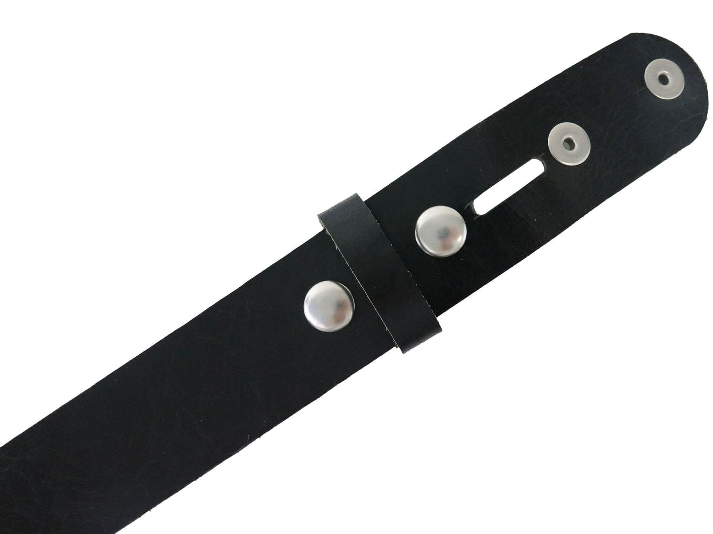Matte Black West Tan Buffalo Leather Belt Blank With Snaps & Matching Keeper, 50" - 60" Length, Choice Of Snap Color - Stonestreet Leather