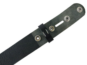 Matte Black West Tan Buffalo Leather Belt Blank With Snaps & Matching Keeper, 50" - 60" Length, Choice Of Snap Color - Stonestreet Leather