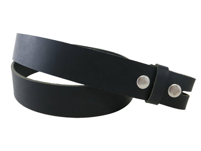 Matte Black West Tan Buffalo Leather Belt Blank With Snaps & Matching Keeper, 50" - 60" Length, Choice Of Snap Color - Stonestreet Leather