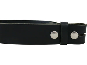 Matte Black West Tan Buffalo Leather Belt Blank With Snaps & Matching Keeper, 50" - 60" Length, Choice Of Snap Color - Stonestreet Leather