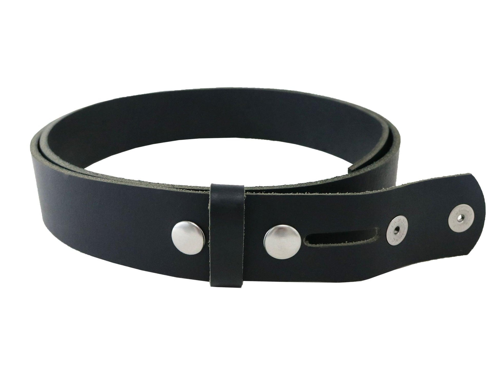 Matte Black West Tan Buffalo Leather Belt Blank With Snaps & Matching Keeper, 50" - 60" Length, Choice Of Snap Color - Stonestreet Leather