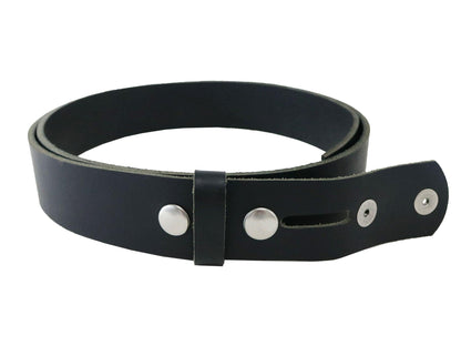 Matte Black West Tan Buffalo Leather Belt Blank With Snaps & Matching Keeper, 50" - 60" Length, Choice Of Snap Color - Stonestreet Leather