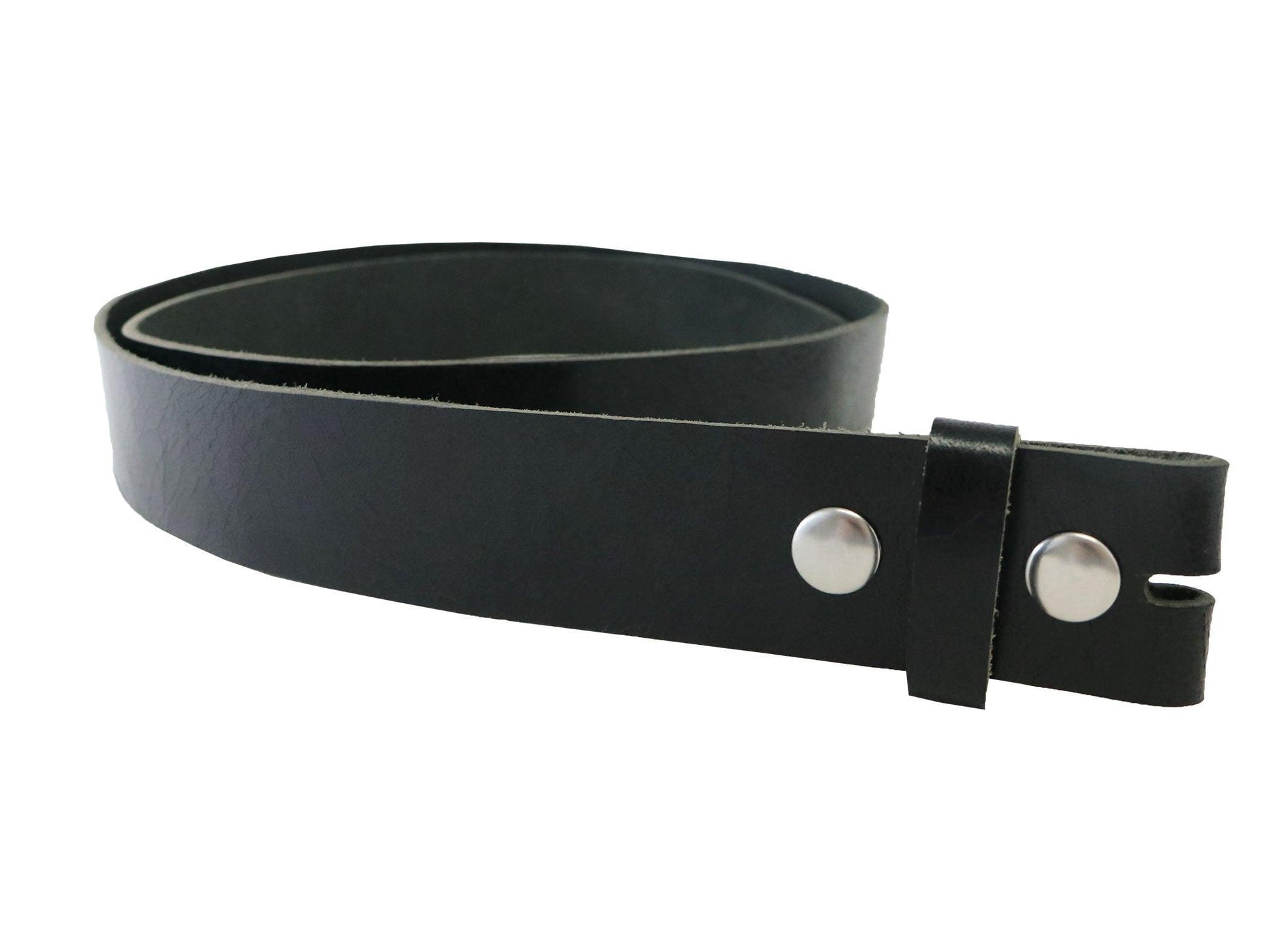Matte Black West Tan Buffalo Leather Belt Blank With Snaps & Matching Keeper, 50" - 60" Length, Choice Of Snap Color - Stonestreet Leather