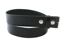 Load image into Gallery viewer, Matte Black West Tan Buffalo Leather Belt Blank With Snaps &amp; Matching Keeper, 50&quot; - 60&quot; Length, Choice Of Snap Color - Stonestreet Leather
