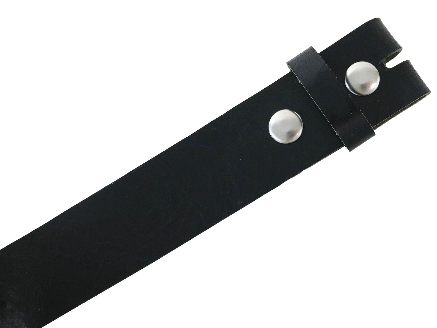 Matte Black West Tan Buffalo Leather Belt Blank With Snaps & Matching Keeper, 50" - 60" Length, Choice Of Snap Color - Stonestreet Leather
