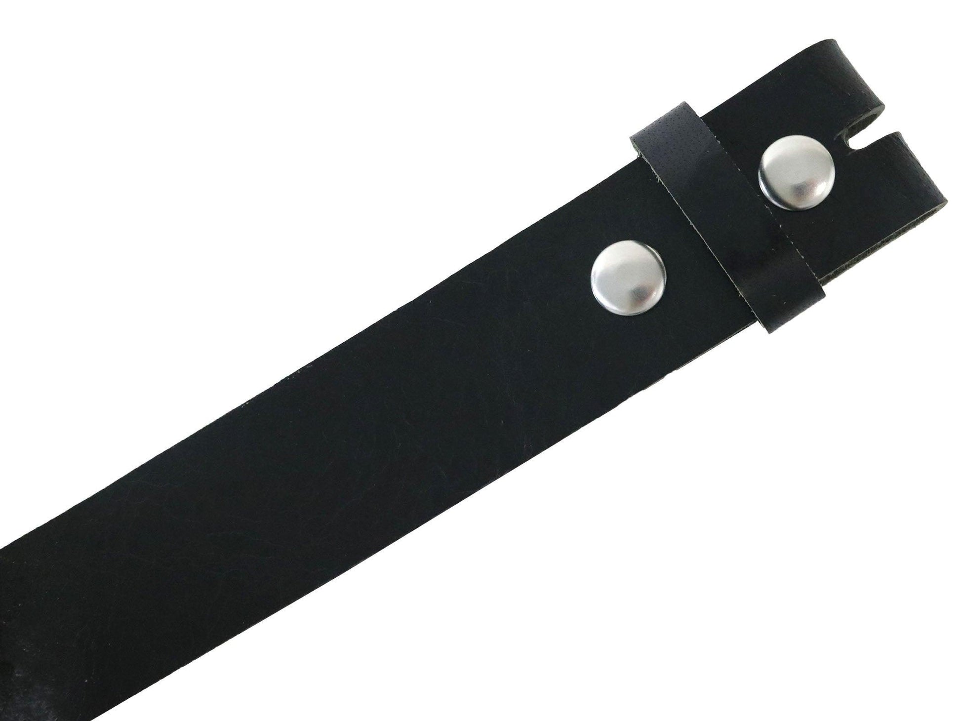 Matte Black West Tan Buffalo Leather Belt Blank With Snaps & Matching Keeper, 50" - 60" Length, Choice Of Snap Color - Stonestreet Leather
