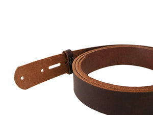 Matte Brown West Tan Buffalo Leather Belt Blank With Matching Keeper, 48" - 60" Length - Stonestreet Leather