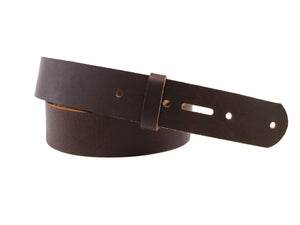 Matte Brown West Tan Buffalo Leather Belt Blank With Matching Keeper, 48" - 60" Length - Stonestreet Leather