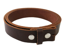 Load image into Gallery viewer, Matte Brown West Tan Buffalo Leather Belt Blank With Snaps &amp; Matching Keeper, 48&quot; - 60&quot; Length, Choice of Snaps - Stonestreet Leather

