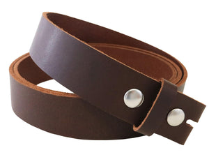 Matte Brown West Tan Buffalo Leather Belt Blank With Snaps & Matching Keeper, 48" - 60" Length, Choice of Snaps - Stonestreet Leather