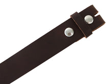 Cargar imagen en el visor de la galería, Matte Brown West Tan Buffalo Leather Belt Blank With Snaps &amp; Matching Keeper, 48&quot; - 60&quot; Length, Choice of Snaps - Stonestreet Leather
