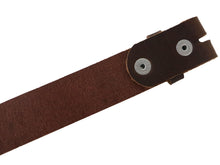 Cargar imagen en el visor de la galería, Matte Brown West Tan Buffalo Leather Belt Blank With Snaps &amp; Matching Keeper, 48&quot; - 60&quot; Length, Choice of Snaps - Stonestreet Leather
