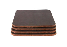 Cargar imagen en el visor de la galería, Matte Brown West Tan Water Buffalo Leather, Square Coaster Shapes, 4&quot;x4&quot; - Stonestreet Leather
