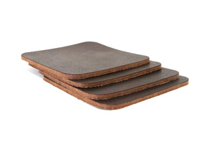 Matte Brown West Tan Water Buffalo Leather, Square Coaster Shapes, 4"x4" - Stonestreet Leather