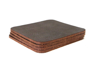 Matte Brown West Tan Water Buffalo Leather, Square Coaster Shapes, 4"x4" - Stonestreet Leather