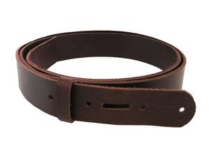 Matte Burgundy Brown, West Tan Buffalo Leather Belt Blank With Matching Keeper, 50" - 60" Length - Stonestreet Leather