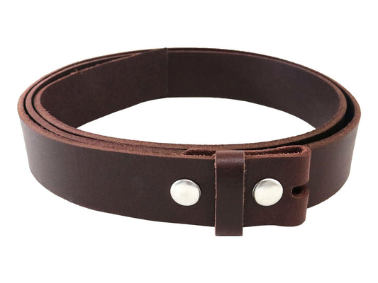 Matte Burgundy West Tan Buffalo Leather Belt Blank With Snaps & Keeper, 50" - 60" Length, Choice Of Snaps - Stonestreet Leather