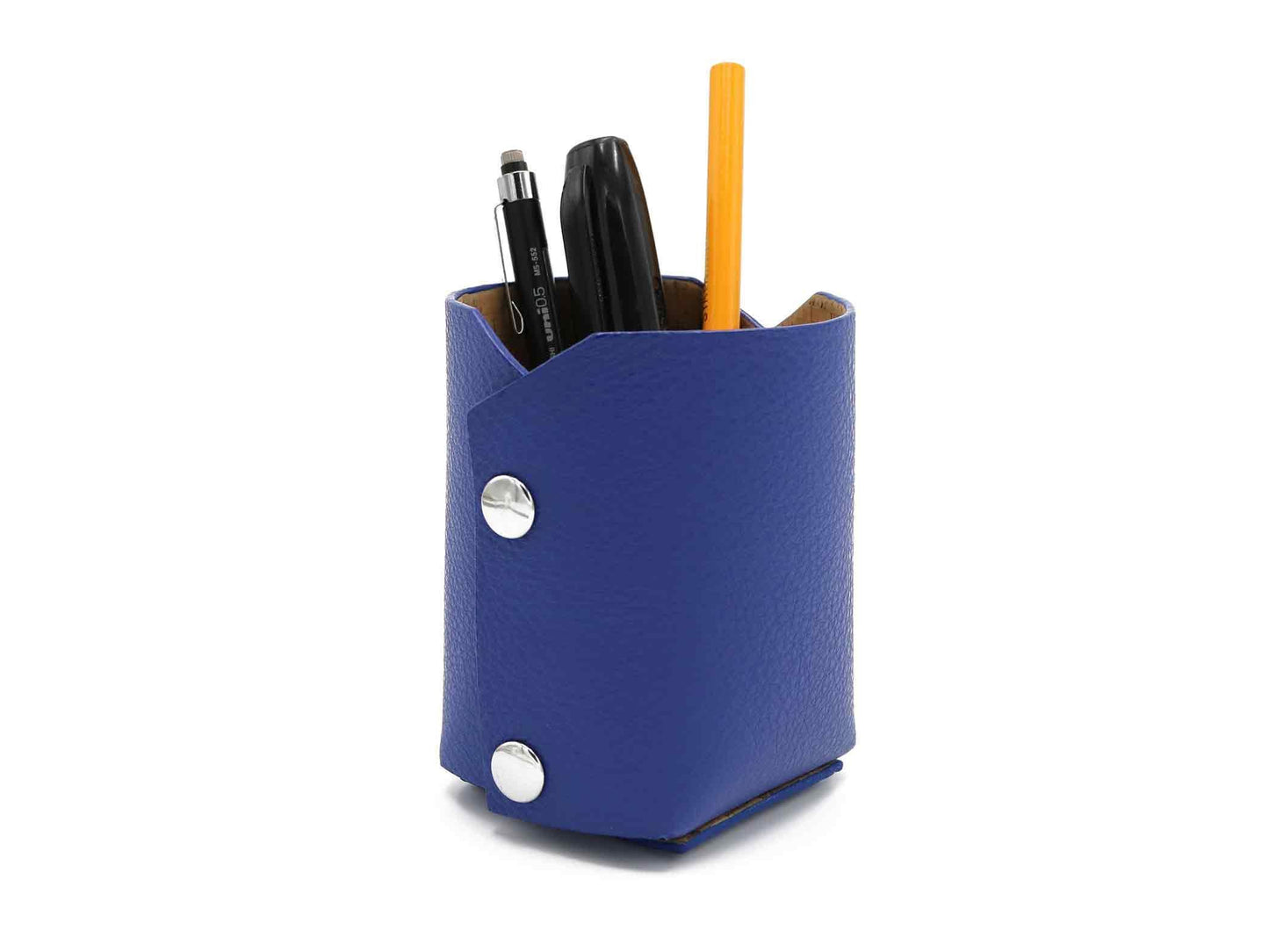 Modern Pencil Cup - Italian Pebble Grain Leather Lined with Cork - Stonestreet Leather