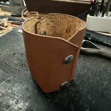 Load image into Gallery viewer, Modern Pencil Cup - Italian Pebble Grain Leather, Silver Snaps, Lined with Cork - Stonestreet Leather
