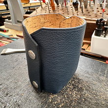 Load image into Gallery viewer, Modern Pencil Cup - Italian Pebble Grain Leather, Silver Snaps, Lined with Cork - Stonestreet Leather
