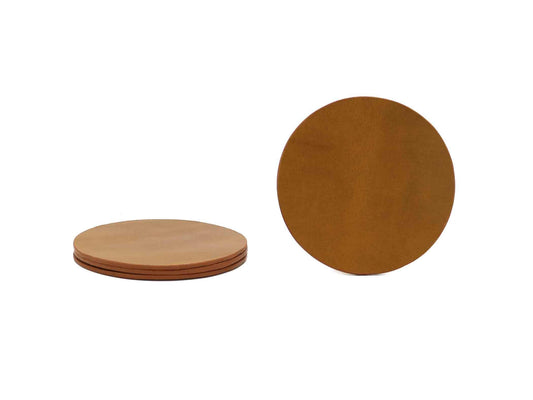 Modern Round Coaster Set - Oxford Xcel Leather Backed with Cork - Stonestreet Leather