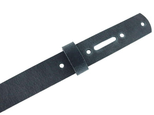 Navy Blue Crazy Horse Buffalo Leather Belt Blank With Matching Keeper, 48" - 60" Length - Stonestreet Leather